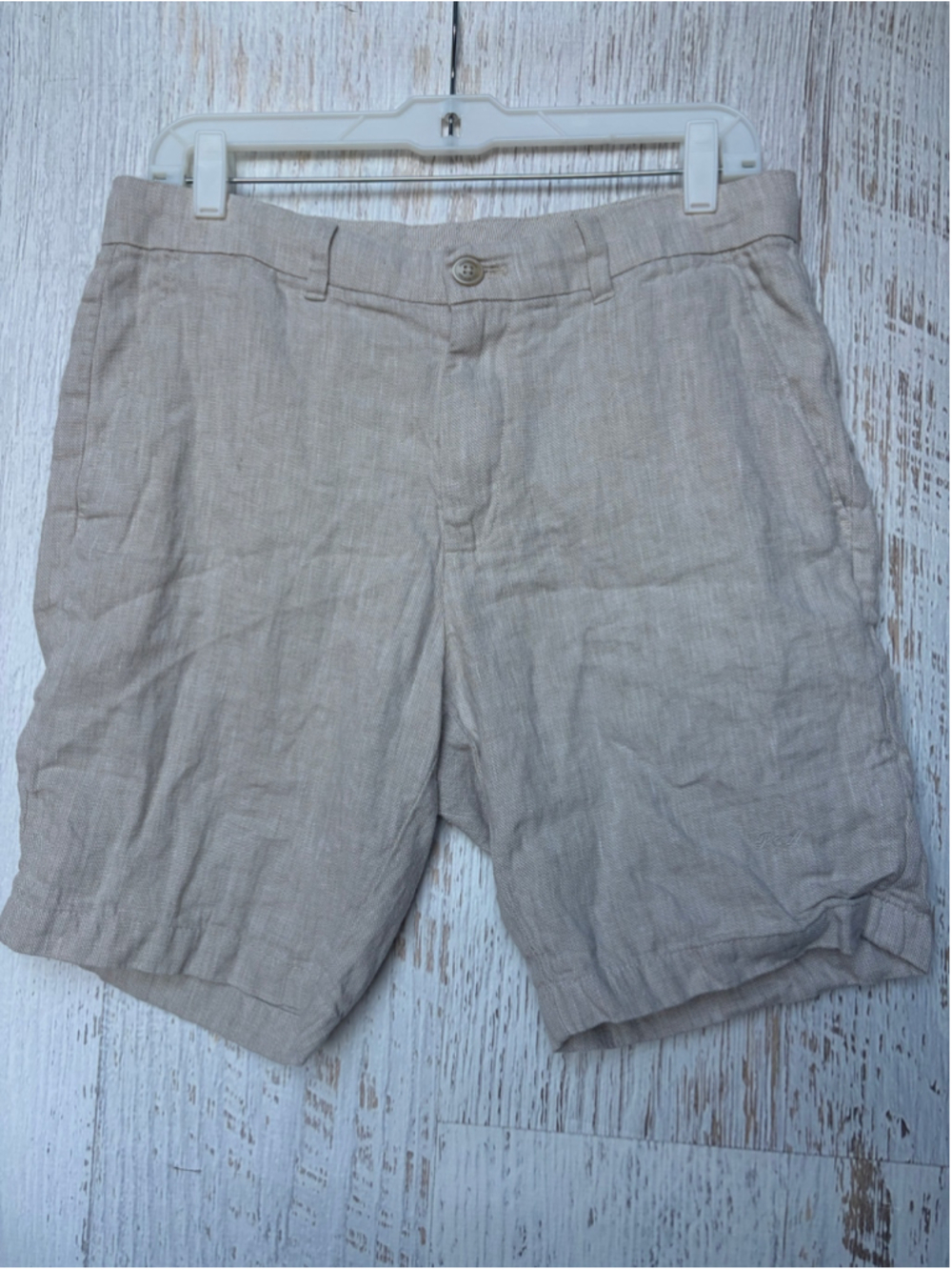 Men's Porter & Ash Flat Front Linen Shorts Beige
